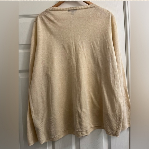 J CREW 100% Linen Knit Loose Fit Crewneck Cream Size S M L XL - Picture 5 of 9